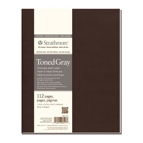 400 Series Toned Gray Sketch Paper Art Journal, Soft Cover, 56 Sheets, 7.75 x 9.75 in.
