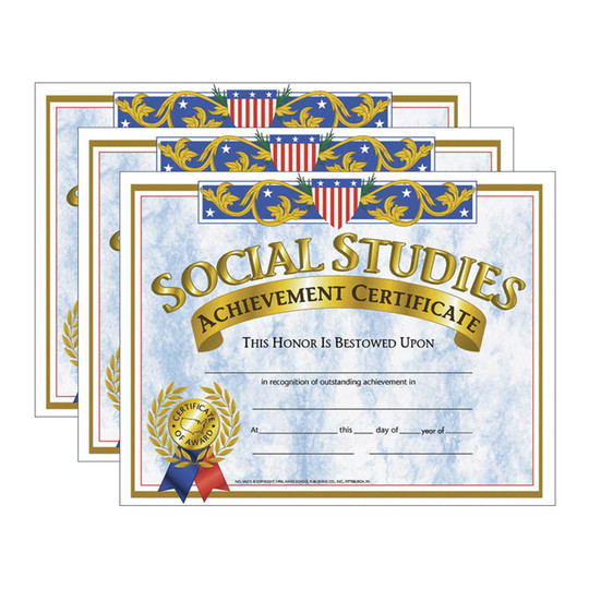 Social Studies Achievement Certificates, 90 Count