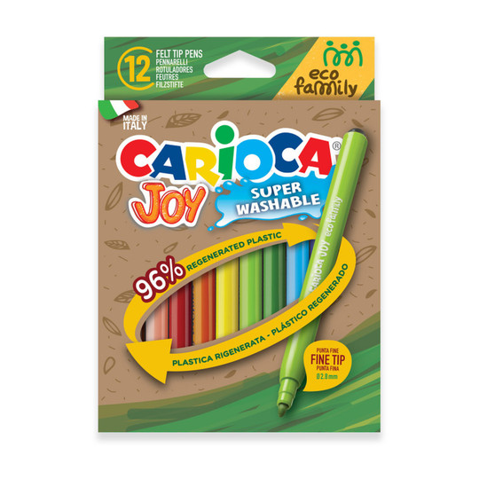 Eco Family Joy Fine Tip Washable Felt Tip Pens, Assorted Colors, 12-Pack