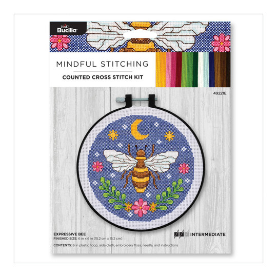 Expressive Bee 6-Inch Counted Cross Stitch Kit