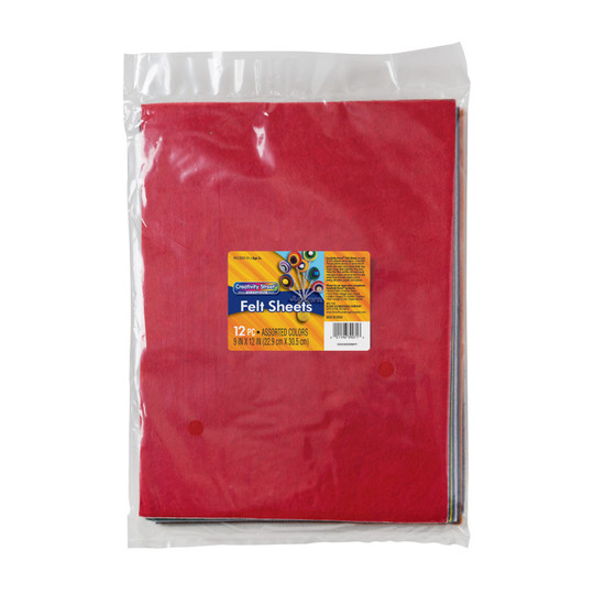 Assorted Color Felt Sheets, 9 x 12 Inches, 12-Pack