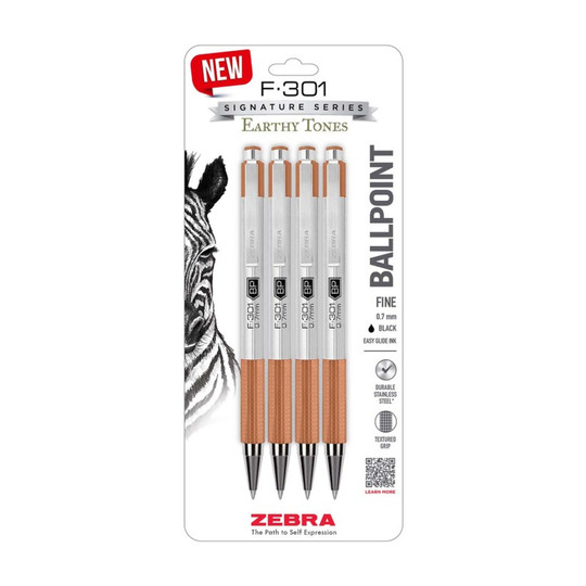F-301 Retractable Ballpoint Pens, 0.7 mm, Black, 4-Pack
