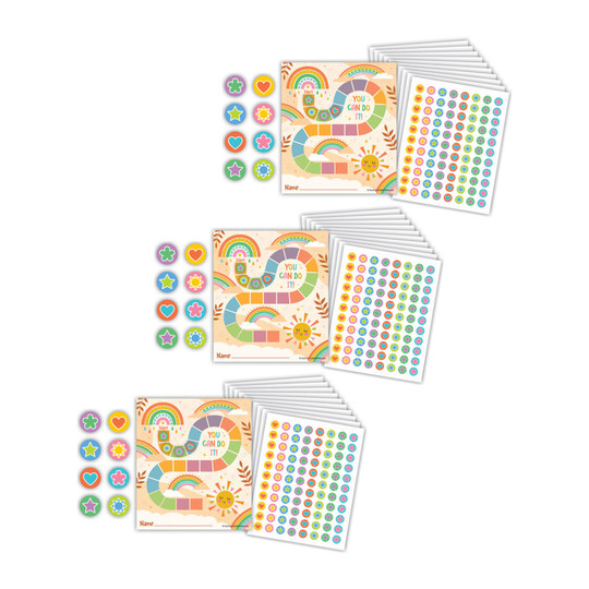 Star-Themed Student Reward Charts with Mini Stickers, 3 Packs