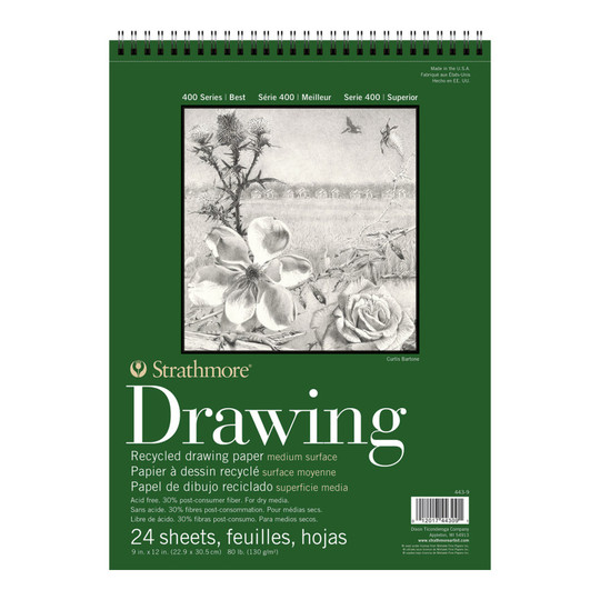 Recycled Top-Wire Drawing Pad, 9 x 12 in., 24 Sheets