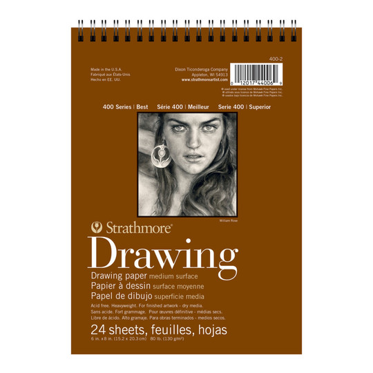 400 Series Smooth Drawing Pad, Wire Bound, 24 Sheets, 6 x 8 in.