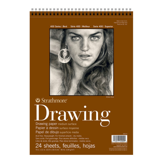 400 Series Smooth Drawing Pad, Wire Bound, 9 x 12 in., 24 Sheets