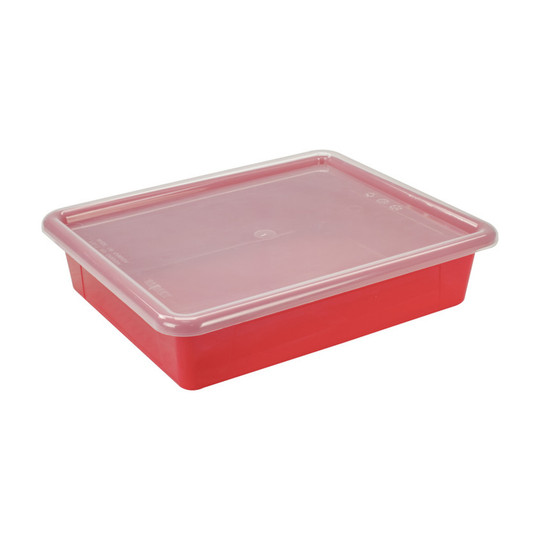 Red Flat Storage Tray with Lid