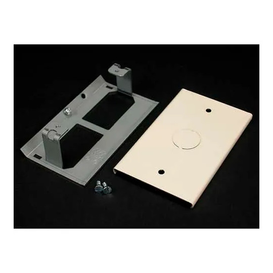 Ivory blank raceway cover with 1/2-inch knockout