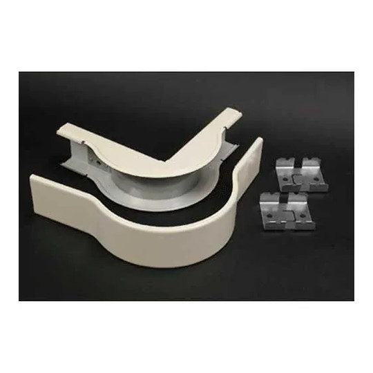 White steel external elbow fitting for surface raceway