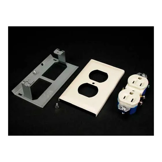 Ivory duplex grounding receptacle and removable cover