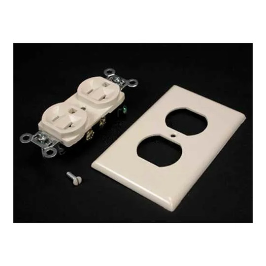 Ivory 20A spec-grade duplex receptacle and plate