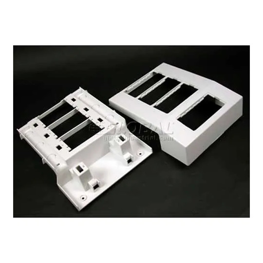 White 4-gang offset device mounting bracket and trim ring