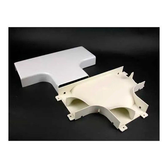White 2-inch fiber-ready tee fitting for raceway cable routing