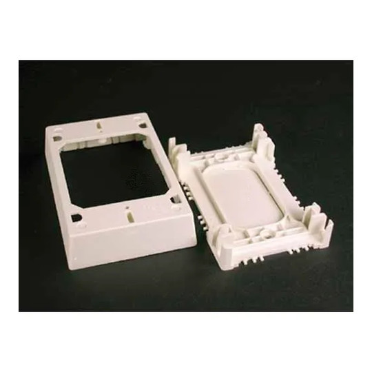 White shallow device and extension box for raceway wiring