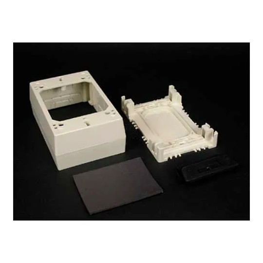 White 1-gang magnetic-back box with grommet