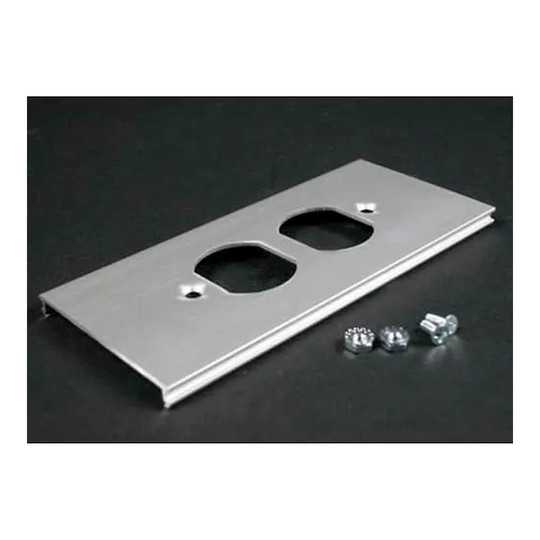 Silver duplex receptacle cover for raceway installation