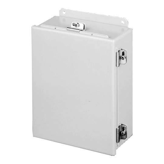 Gray steel Type 4 junction box with hinged cover