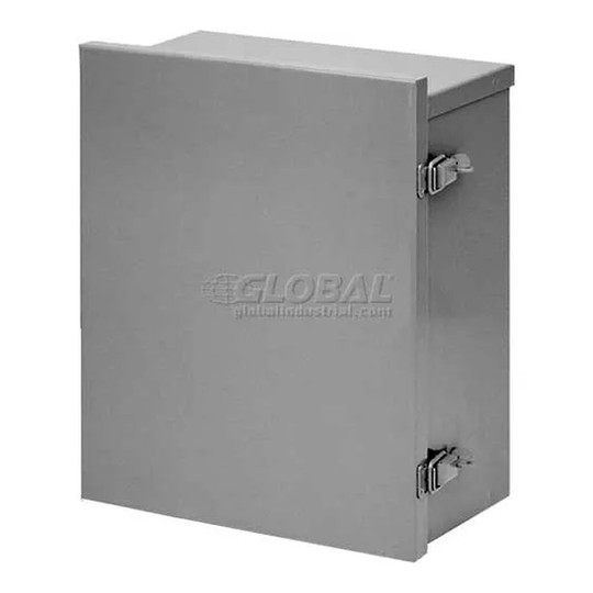 Gray hinged-cover galvanized steel electrical enclosure