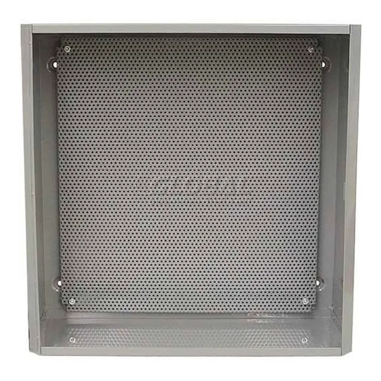Perforated steel sub-panel with pre-drilled mounting holes