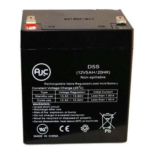 12V 5Ah sealed lead acid AGM alarm system replacement battery with F1 terminals