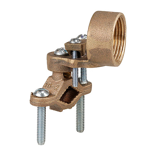 Bronze ground clamp with 1 inch hub for 2-1/2 to 4 inch pipe