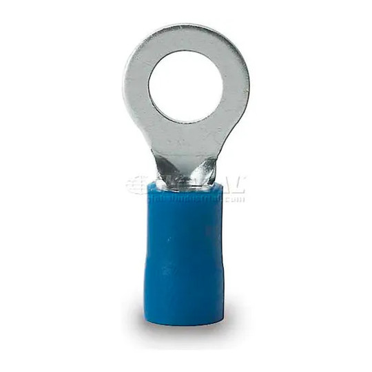 Blue ring terminals for 16–14 AWG wire and 8–10 studs, 75-pack