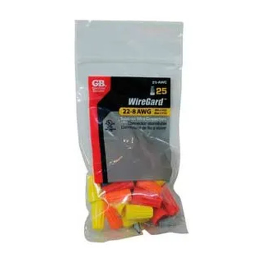 Assorted color twist-on wire connectors in a 25-piece bag