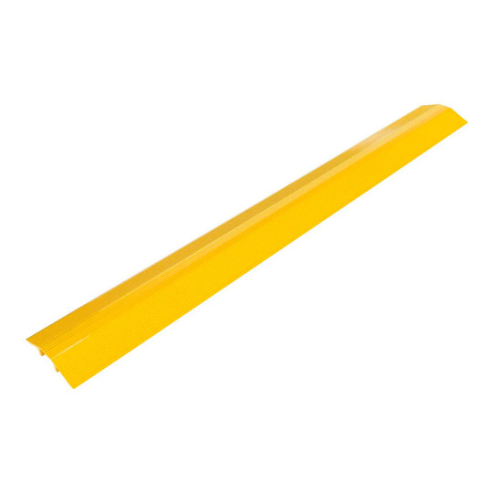 Yellow aluminum hose and cable crossover ramp with serrated edges