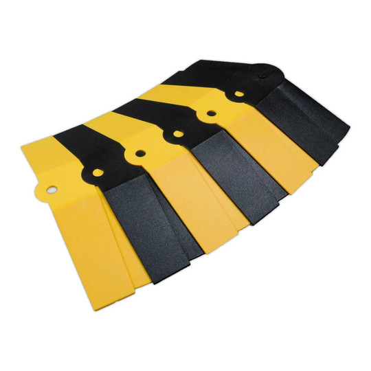 Black and yellow articulating cable protector extension