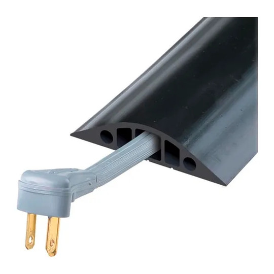 Black 10-foot rubber cable protector with three channels