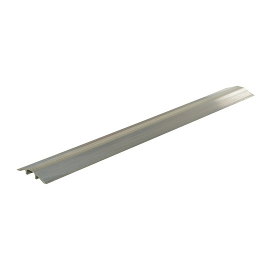 Gray aluminum hose and cable bridge with serrated ramp edges