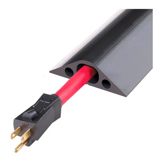 Black 10-foot rubber cable protector with a large single channel