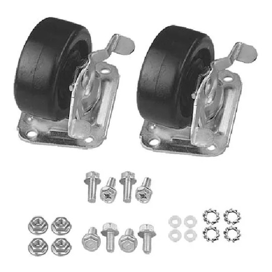 Black stationary caster kit with two 3 inch diameter casters