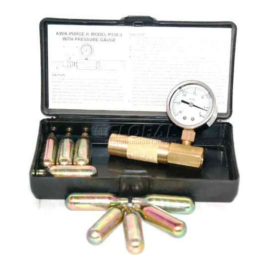 Deluxe oil line blow-out gun kit with gauge and carrying case