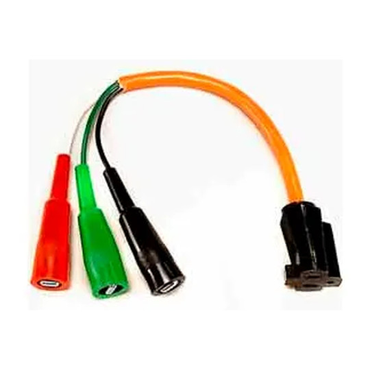 Test connector adapter cord with female plug and three insulated clips
