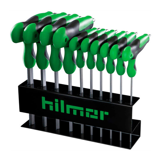 Black and green T-handle hex key set
