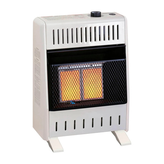 White propane vent-free infrared heater with manual control