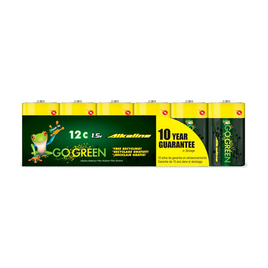 Pack of 12 orange C alkaline batteries