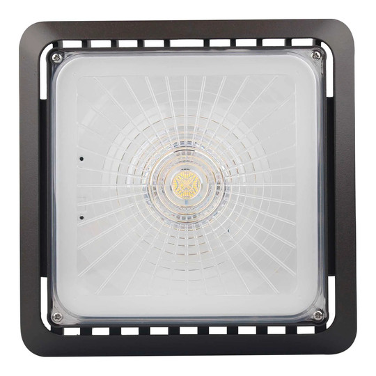 Square 75W LED canopy light with 5000K illumination