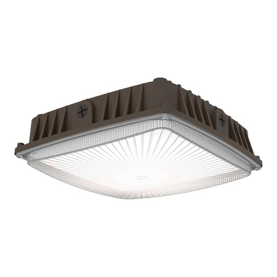Dark bronze LED outdoor canopy light with low-profile housing