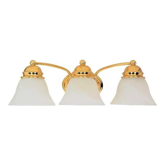 Three-light alabaster polished brass vanity and wall light