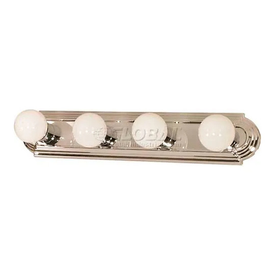 Four-light racetrack-style polished chrome vanity light
