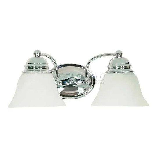 Two-light alabaster and polished chrome vanity wall light