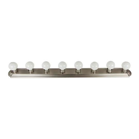48-inch brushed nickel eight-light globe vanity fixture