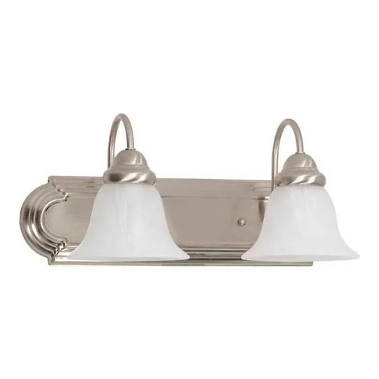 2-light alabaster and brushed nickel vanity and wall light fixture