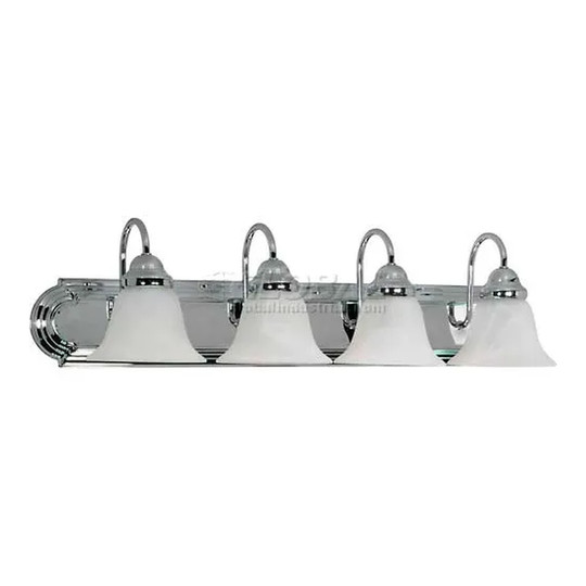 Four-light alabaster and polished chrome vanity and wall light