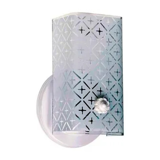 White one-light vanity fixture with diamond U-channel glass