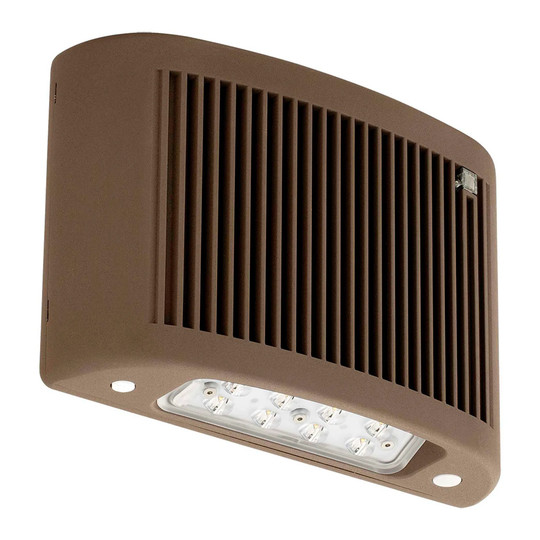 Dark bronze outdoor LED emergency light with photosensor and wet-location rating