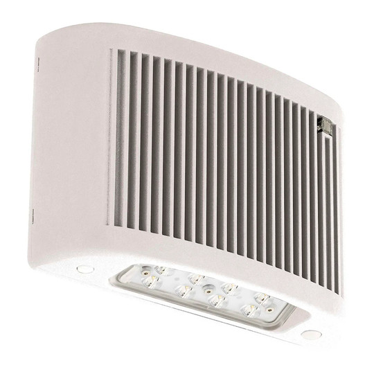 White outdoor LED emergency wall light with heater and 3000K lighting