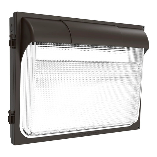 Dark bronze LED wall pack light with adjustable output